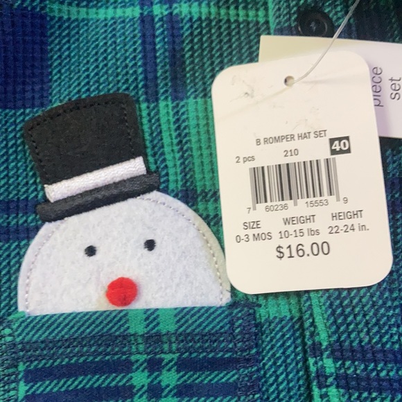 2Piece Set Holiday Outfit & Hat Snowman & Rudolph - Picture 6 of 7